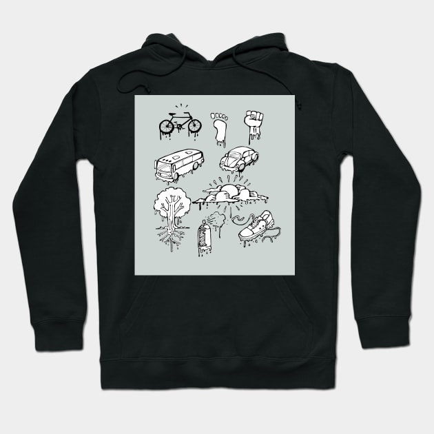 Urban mobility and transport drawings illustration Hoodie by bernardojbp